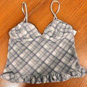 PacSun Gray Plaid Ruffle Hem Camisole